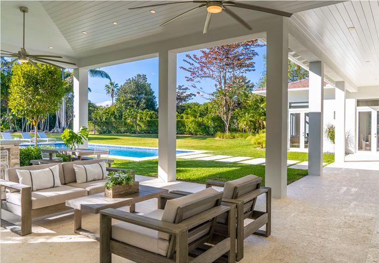 Real estate photography by Aeria Recon Media - picture of a backyard porch with a view to a pool